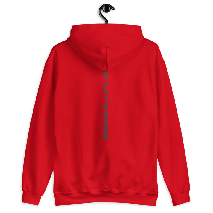 Carbon Red Hoodie – "Breathe, Lift, Repeat" Edition